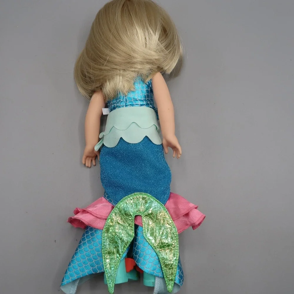 American‎ Girl Wellie Wishers Doll Camille Mermaid Outfit & Boots Blonde 14.5